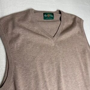 Alan Paine Mens V Neck Luxury Cotton Sweater Vest Taupe Sz L